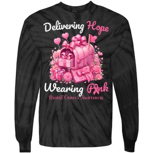 Postal Worker Breast Cancer Awareness October We Wear Tie-Dye Long Sleeve Shirt