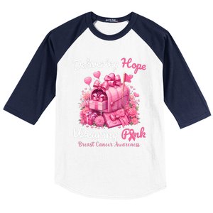 Postal Worker Breast Cancer Awareness October We Wear Baseball Sleeve Shirt