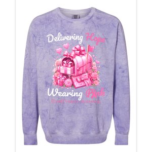 Postal Worker Breast Cancer Awareness October We Wear Colorblast Crewneck Sweatshirt