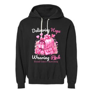 Postal Worker Breast Cancer Awareness October We Wear Garment-Dyed Fleece Hoodie