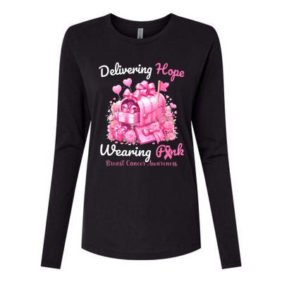 Postal Worker Breast Cancer Awareness October We Wear Womens Cotton Relaxed Long Sleeve T-Shirt