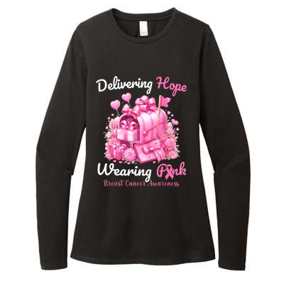 Postal Worker Breast Cancer Awareness October We Wear Womens CVC Long Sleeve Shirt