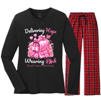 Postal Worker Breast Cancer Awareness October We Wear Women's Long Sleeve Flannel Pajama Set 