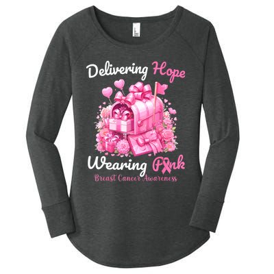 Postal Worker Breast Cancer Awareness October We Wear Women's Perfect Tri Tunic Long Sleeve Shirt