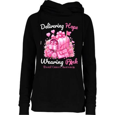 Postal Worker Breast Cancer Awareness October We Wear Womens Funnel Neck Pullover Hood