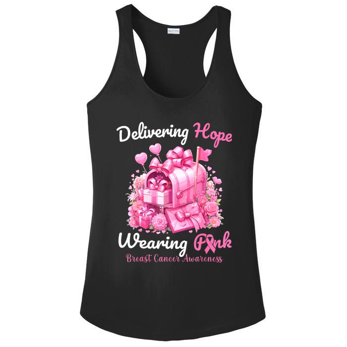 Postal Worker Breast Cancer Awareness October We Wear Ladies PosiCharge Competitor Racerback Tank