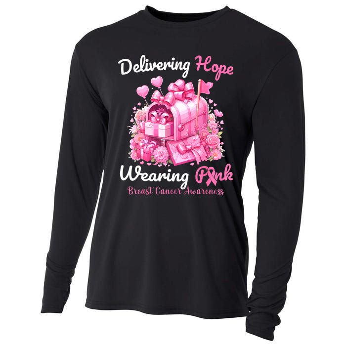 Postal Worker Breast Cancer Awareness October We Wear Cooling Performance Long Sleeve Crew