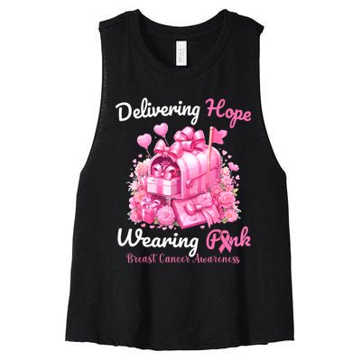 Postal Worker Breast Cancer Awareness October We Wear Women's Racerback Cropped Tank