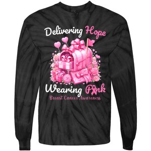 Postal Worker Breast Cancer Awareness October We Wear Tie-Dye Long Sleeve Shirt