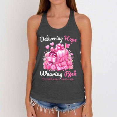 Postal Worker Breast Cancer Awareness October We Wear Women's Knotted Racerback Tank