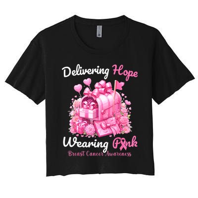 Postal Worker Breast Cancer Awareness October We Wear Women's Crop Top Tee