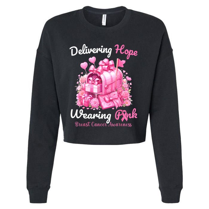 Postal Worker Breast Cancer Awareness October We Wear Cropped Pullover Crew