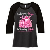 Postal Worker Breast Cancer Awareness October We Wear Women's Tri-Blend 3/4-Sleeve Raglan Shirt