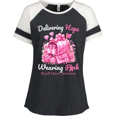 Postal Worker Breast Cancer Awareness October We Wear Enza Ladies Jersey Colorblock Tee