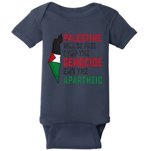 Palestine Will Be Free Stop The Genocide End The Apartheid Baby Bodysuit