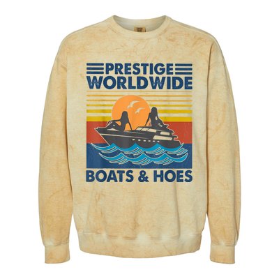 Prestige Worldwide Boats And Hoes Retro Vintage Colorblast Crewneck Sweatshirt