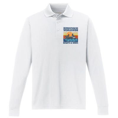 Prestige Worldwide Boats And Hoes Retro Vintage Performance Long Sleeve Polo