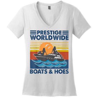 Prestige Worldwide Boats And Hoes Retro Vintage Women's V-Neck T-Shirt