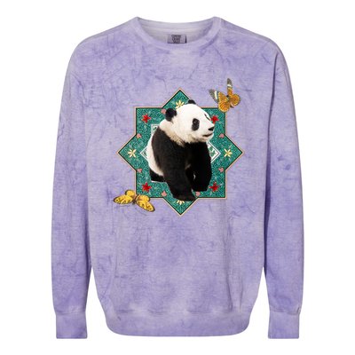 Panda With Butterflies Colorblast Crewneck Sweatshirt