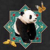 Panda With Butterflies 7 Panel Mesh Trucker Snapback Hat