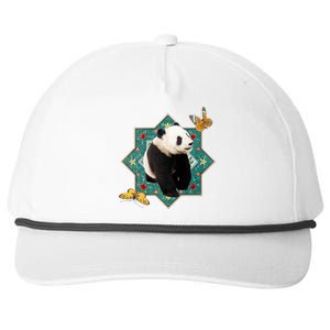 Panda With Butterflies Snapback Five-Panel Rope Hat