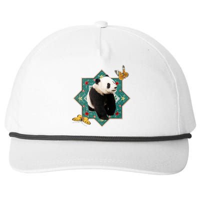 Panda With Butterflies Snapback Five-Panel Rope Hat