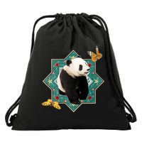 Panda With Butterflies Drawstring Bag