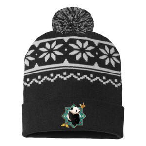 Panda With Butterflies USA-Made Snowflake Beanie