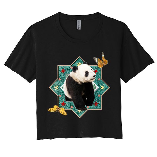 Panda With Butterflies Crop Top