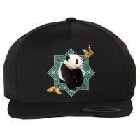 Panda With Butterflies Wool Snapback Cap