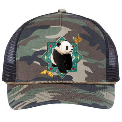 Panda With Butterflies Retro Rope Trucker Hat Cap