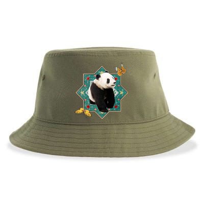 Panda With Butterflies Sustainable Bucket Hat