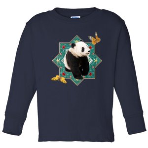 Panda With Butterflies Toddler Long Sleeve Shirt