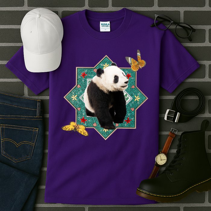 Panda With Butterflies Tall T-Shirt
