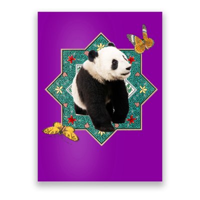 Panda With Butterflies Poster