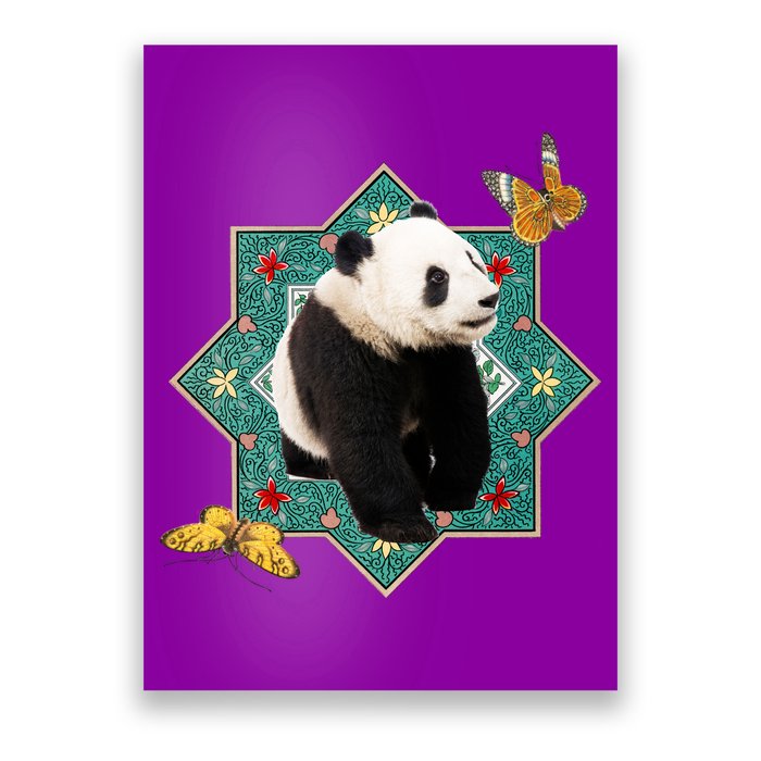 Panda With Butterflies Poster