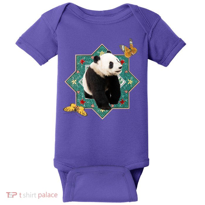 Panda With Butterflies Baby Bodysuit