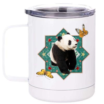 Panda With Butterflies 12 oz Stainless Steel Tumbler Cup