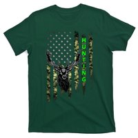 Patriotic Whitetail Buck Deer Hunting American Camouflage T-Shirt