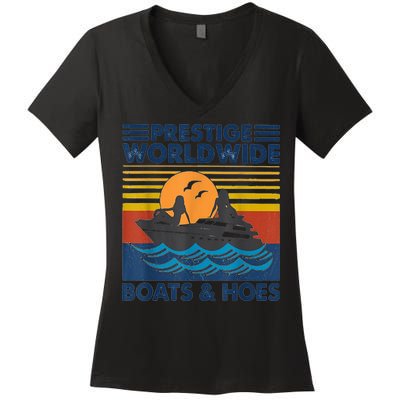 Prestige Worldwide Boats And Hoes Retro Vintage Women's V-Neck T-Shirt