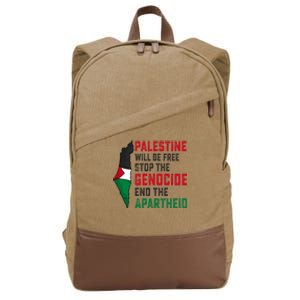 Palestine Will Be Free Stop The Genocide End The Apartheid Cotton Canvas Backpack