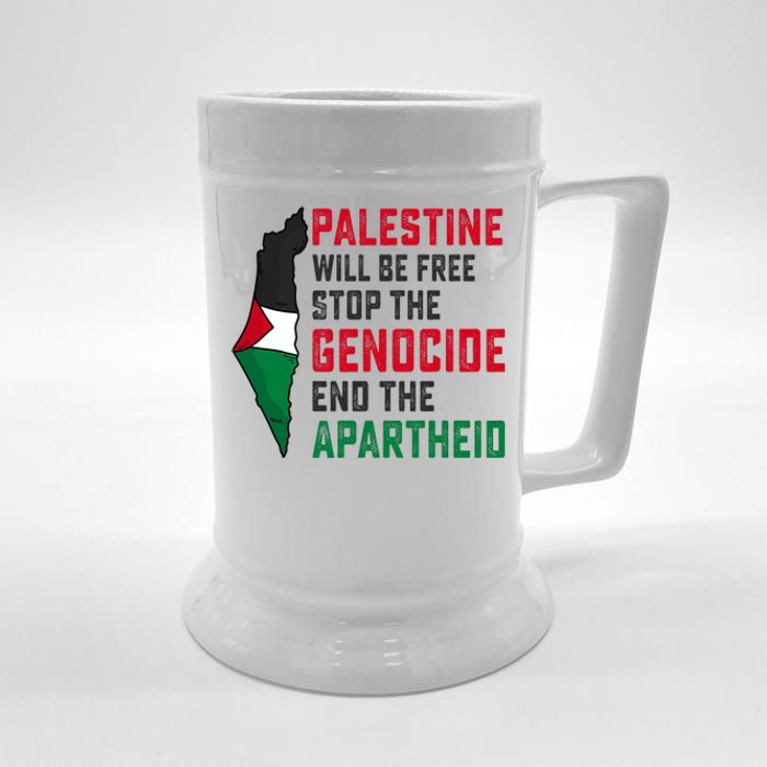 Palestine Will Be Free Stop The Genocide End The Apartheid Beer Stein