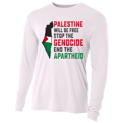 Palestine Will Be Free Stop The Genocide End The Apartheid Cooling Performance Long Sleeve Crew