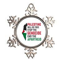 Palestine Will Be Free Stop The Genocide End The Apartheid Metallic Star Ornament