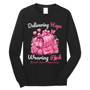 Postal Worker Breast Cancer Awareness Long Sleeve Shirt