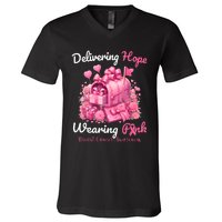 Postal Worker Breast Cancer Awareness V-Neck T-Shirt