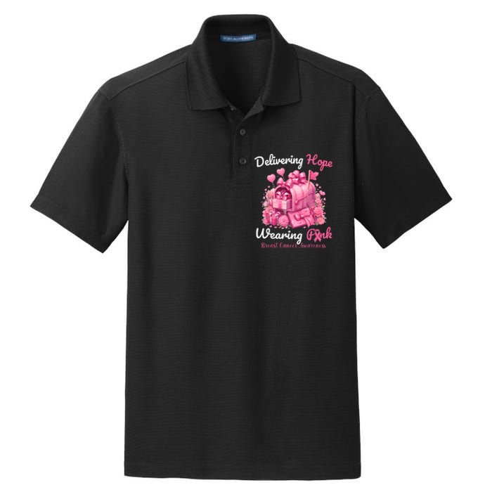 Postal Worker Breast Cancer Awareness Dry Zone Grid Polo