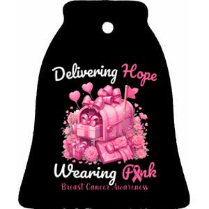 Postal Worker Breast Cancer Awareness Ceramic Bell Ornament