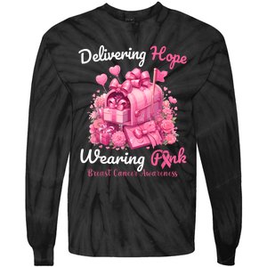 Postal Worker Breast Cancer Awareness Tie-Dye Long Sleeve Shirt