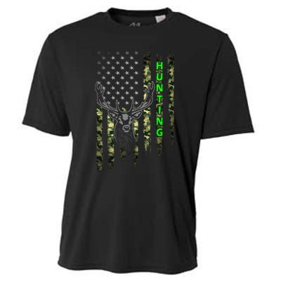 Patriotic Whitetail Buck Deer Hunting American Camouflage Cooling Performance Crew T-Shirt